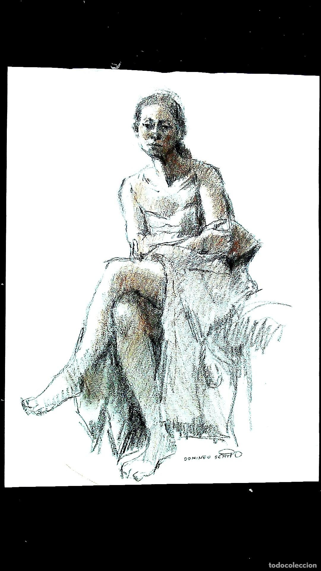 Kunst: Domingo Benito - Mujer sentada en silla - 40x30 - Dibujo