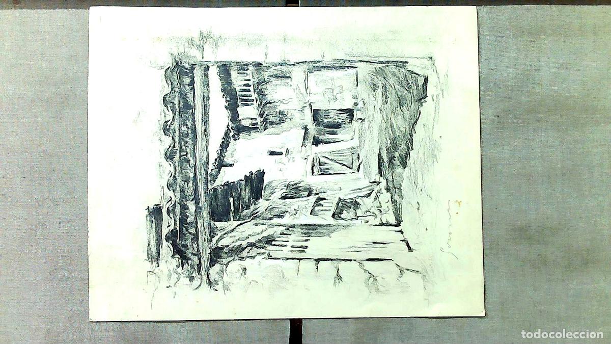 Kunst: Ilegible - Interior con ventana - 40x30 - Dibujo