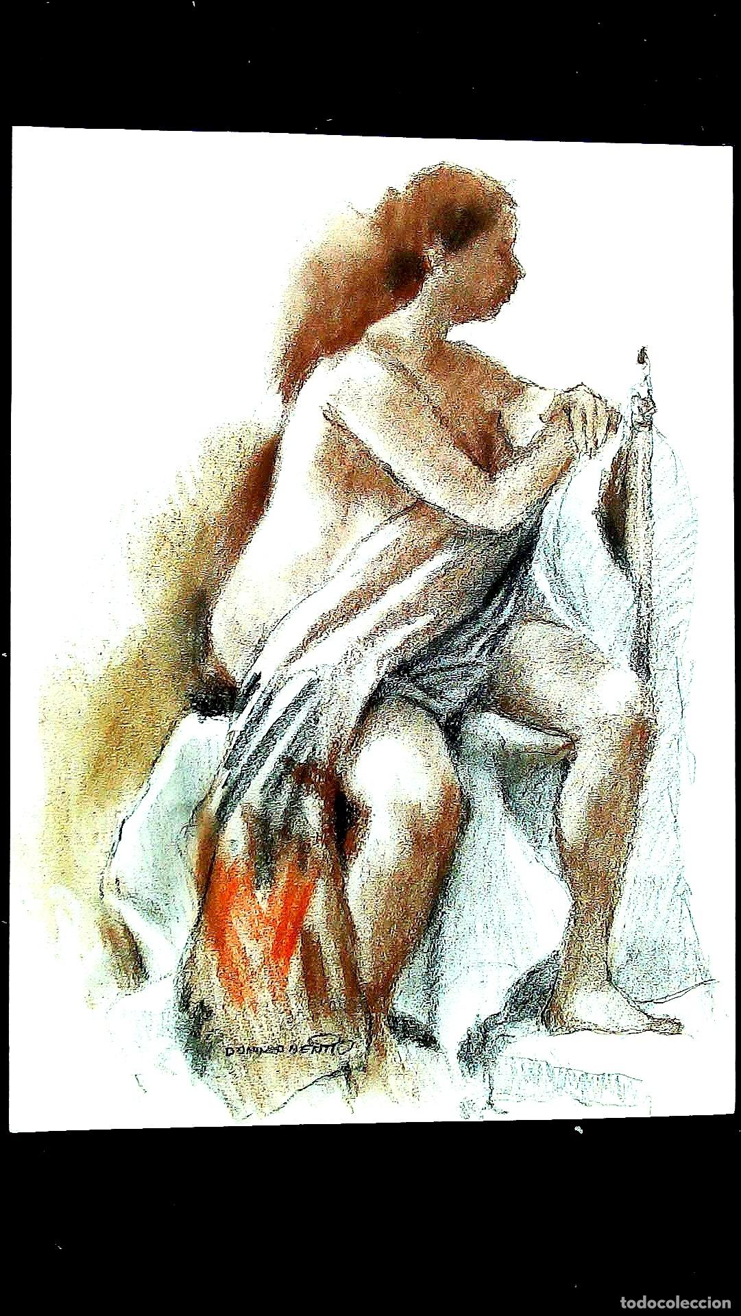 Arte: Domingo Benito - Figura femenina sentada - 40x30 - Dibujo