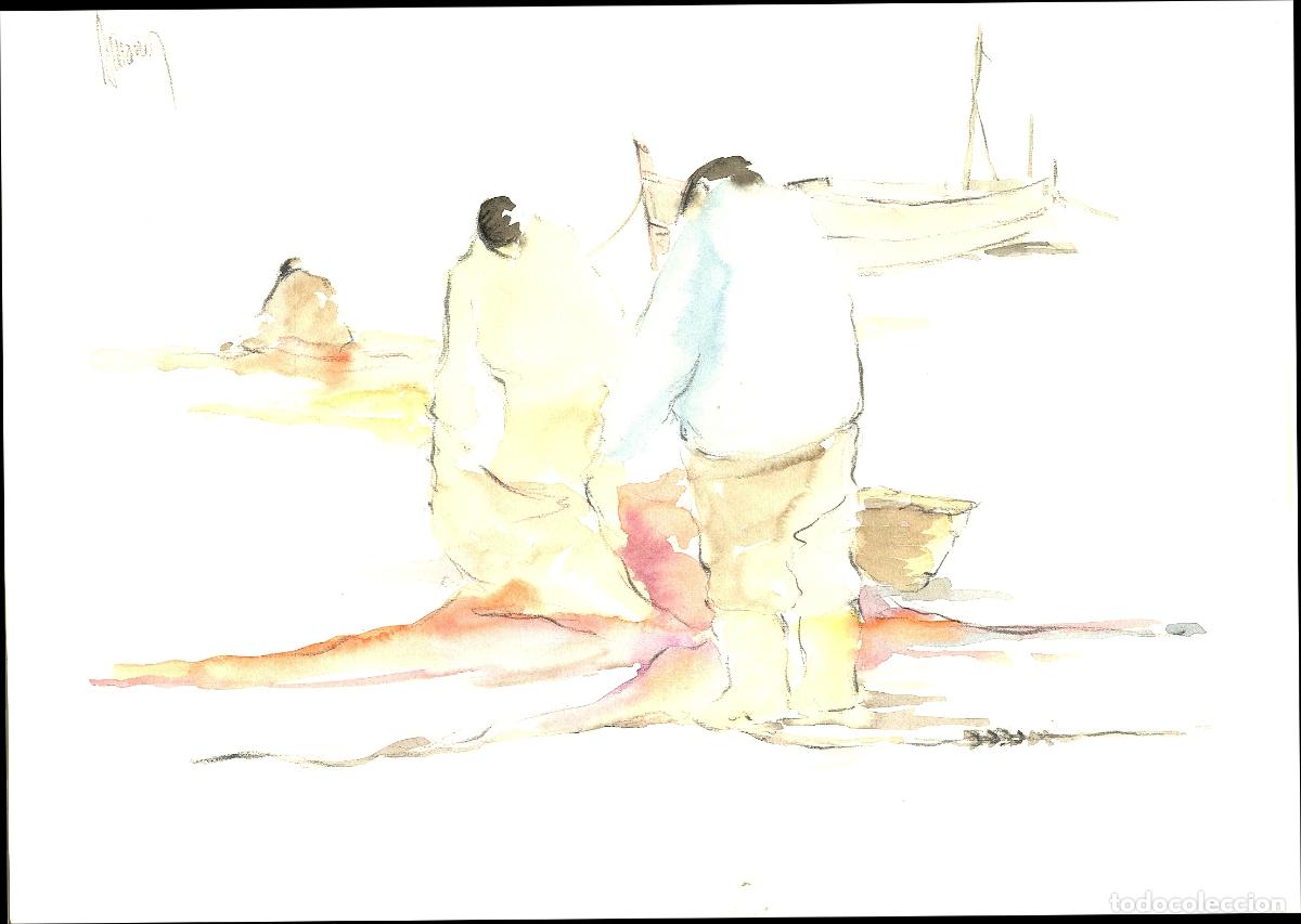 Arte: Mateu - Pescadores en la orilla - 40x30 - Dibujo