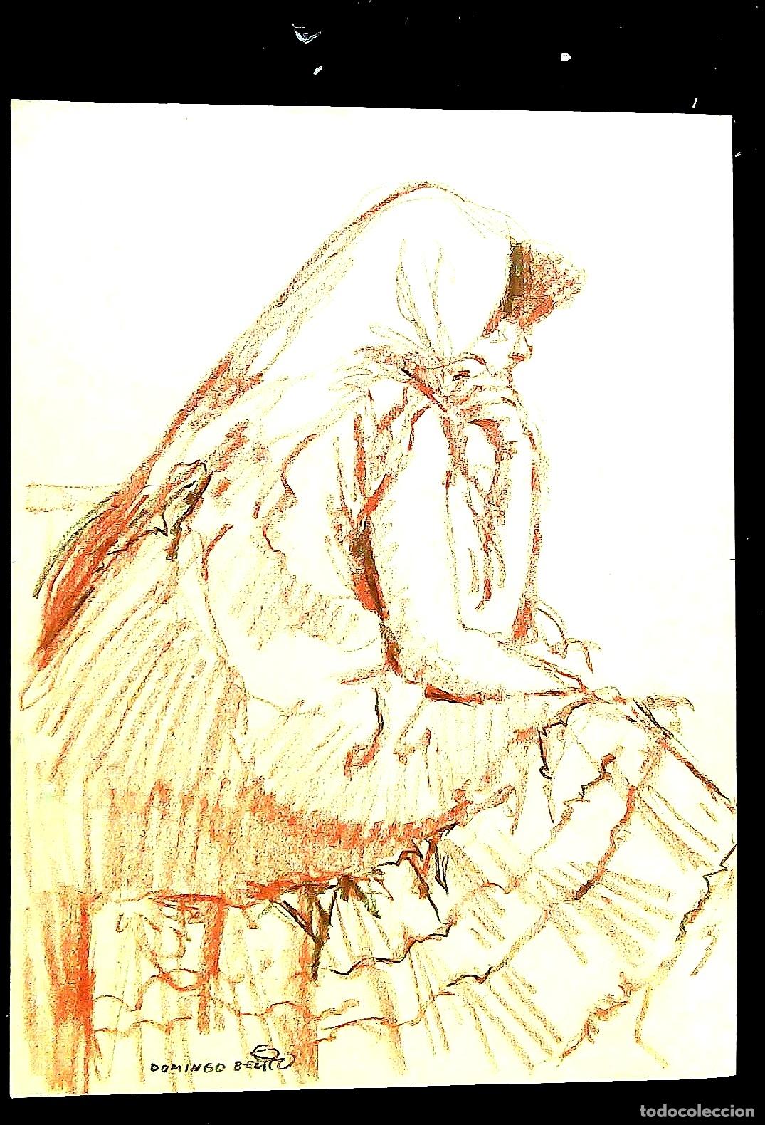 Arte: Domingo Benito - Mujer con velo sentado - 40x30 - Dibujo