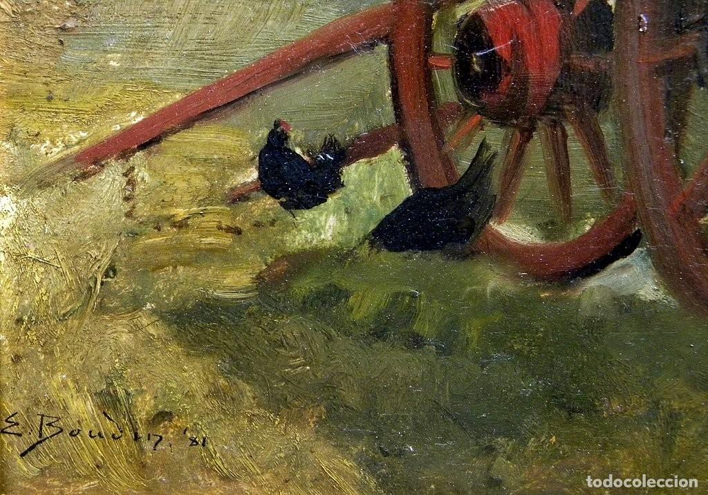 Arte: &rdquo;FIRMADO EUGENE BOUDIN &rdquo;&rdquo;CARRO CON GALLINAS&rdquo;&rdquo;&rdquo; - Foto 4