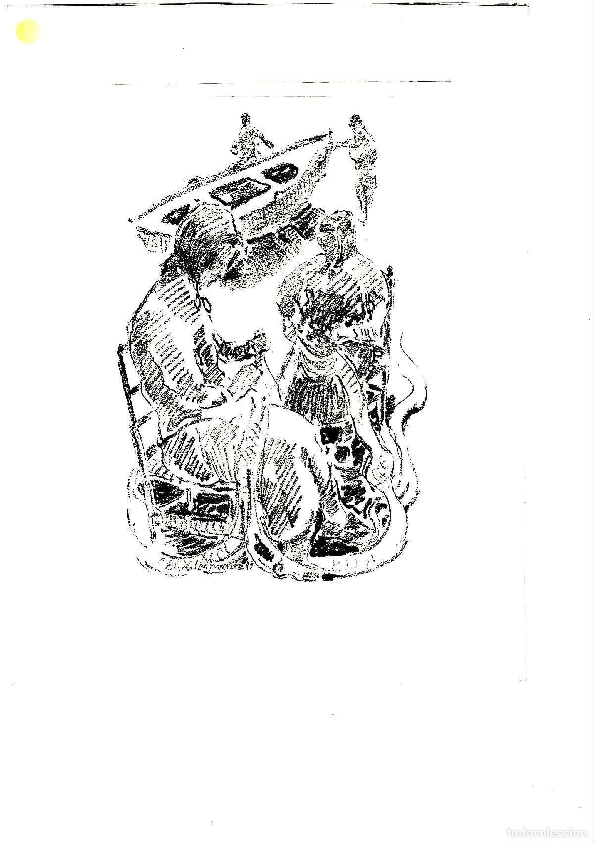 Arte: Francesc Charles Pardell - Dos figuras en interior - 35x25 - Dibujo