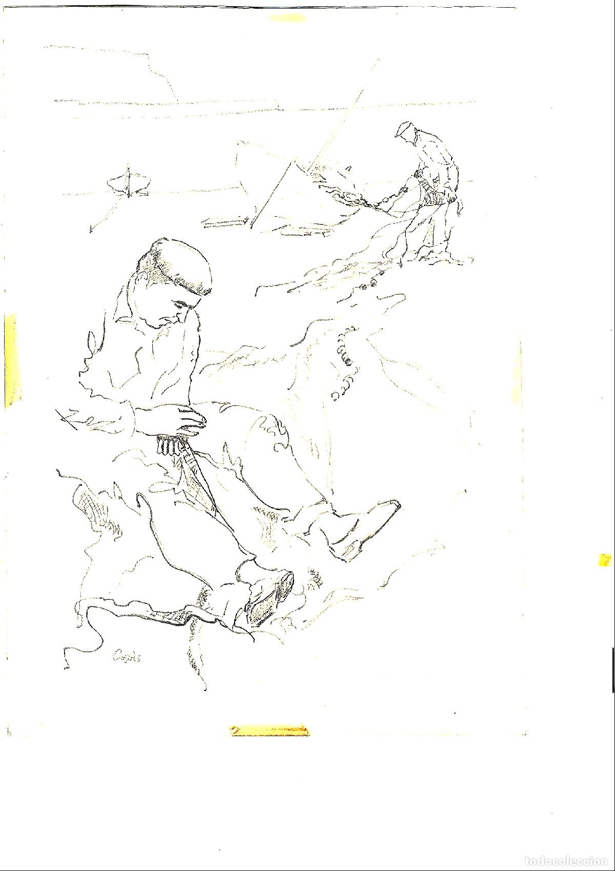 Arte: Casals - Estudio de figuras sentadas - 35x25 - Dibujo