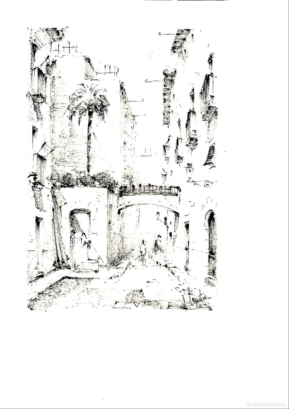 Arte: Ilegible - Palm Tree in Urban Setting - 35x25 - Dibujo