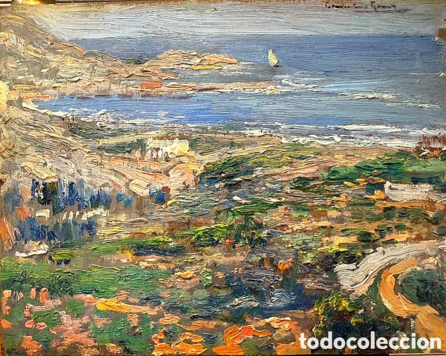 Arte: Constantino G&oacute;mez Salvador (Valencia,1864&ndash;1937) &rdquo; Vista de Cullera &rdquo; &oacute;leo sobre tabla (23,5 x 18)