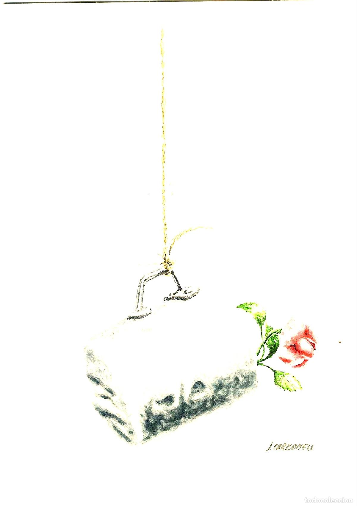 Arte: Jaume Carbonell - Hombre con rosa suspendido - 30x22 - Dibujo