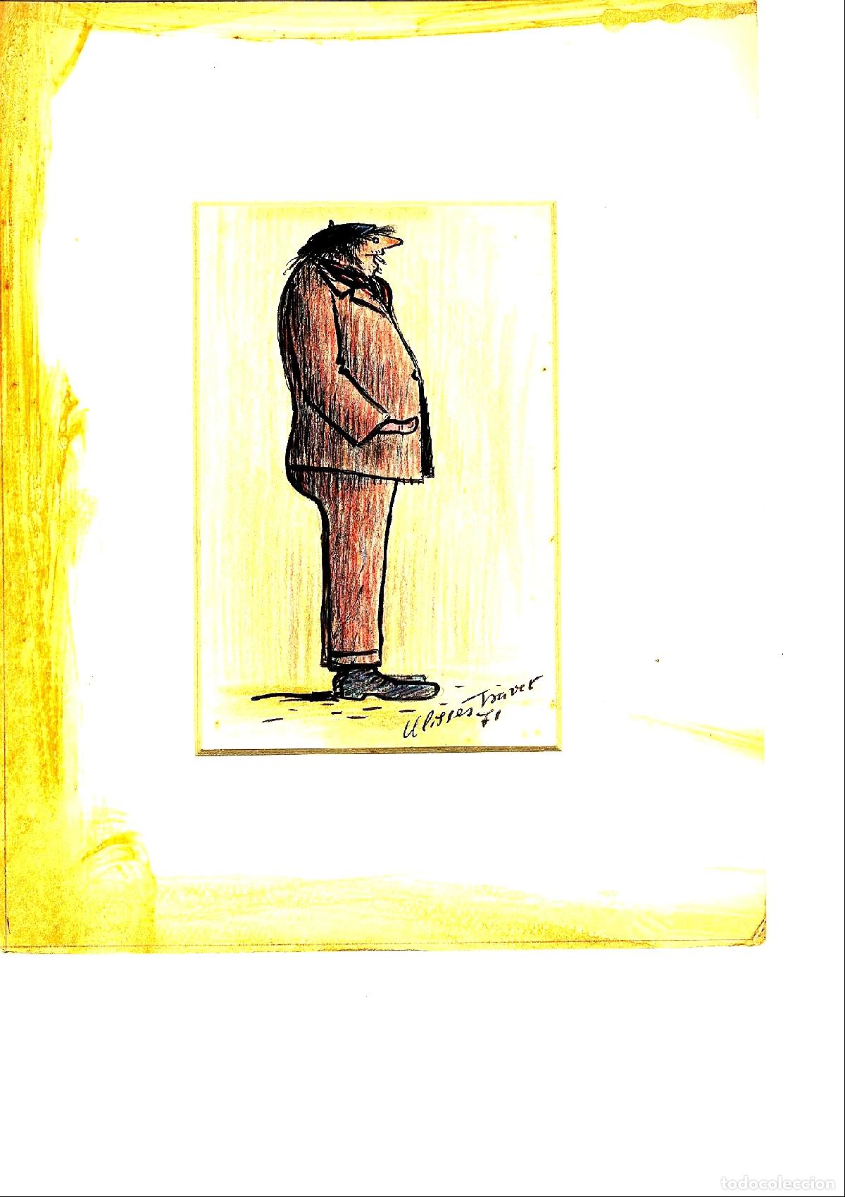Arte: Ulises Traver - Hombre de traje grueso - 30x22 - Dibujo