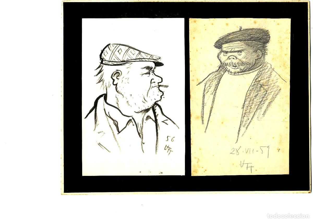 Arte: Ulises Traver - Dos retratos de hombre - 30x22 - Dibujo