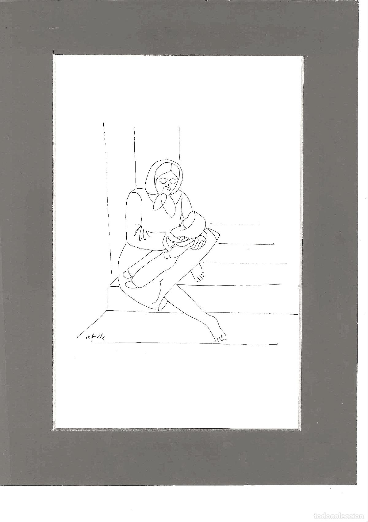 Arte: Juan Jose Abella - Madre con hijo - 30x22 - Dibujo