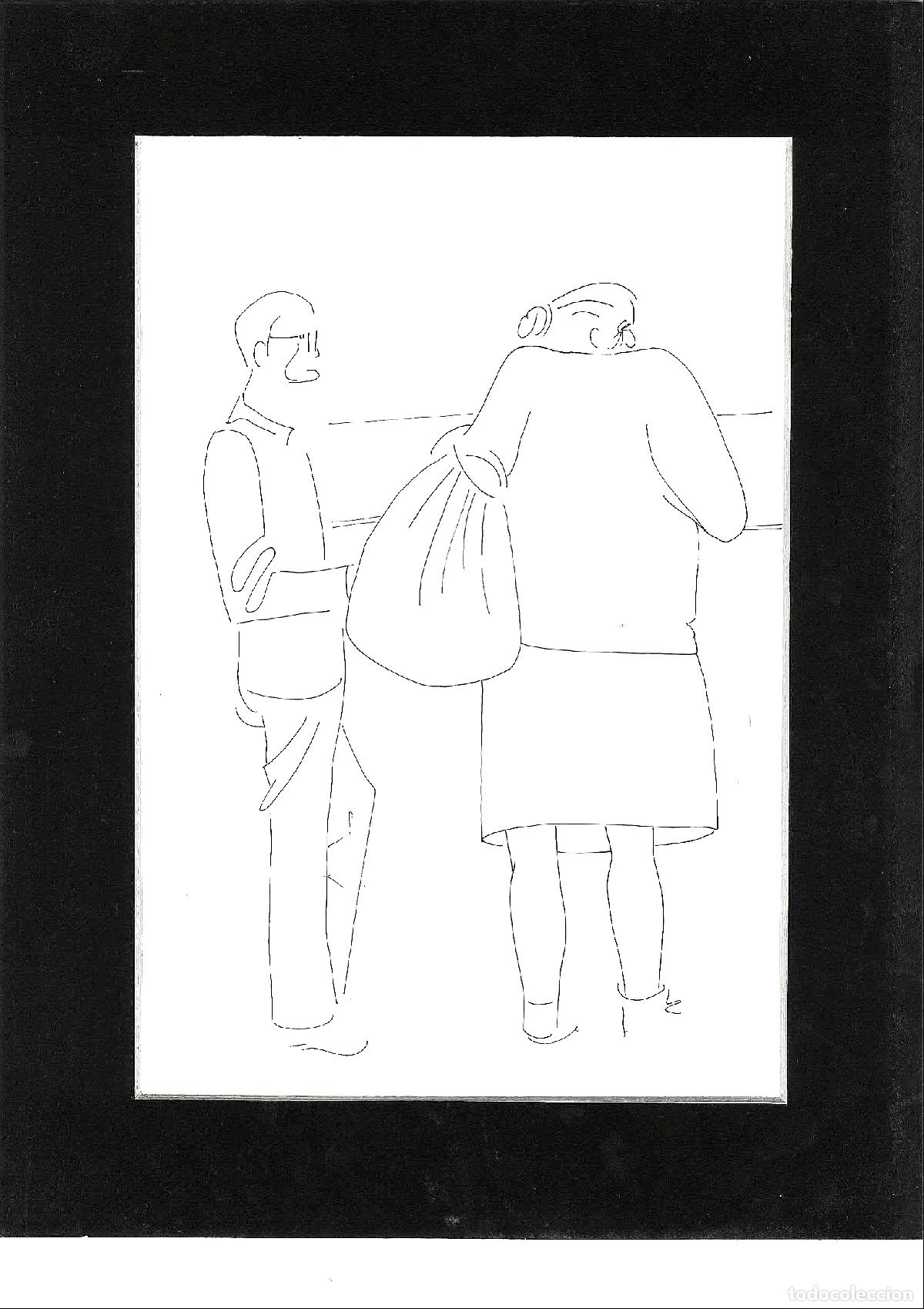 Arte: Juan Jose Abella - Dos figuras conversando - 30x22 - Dibujo