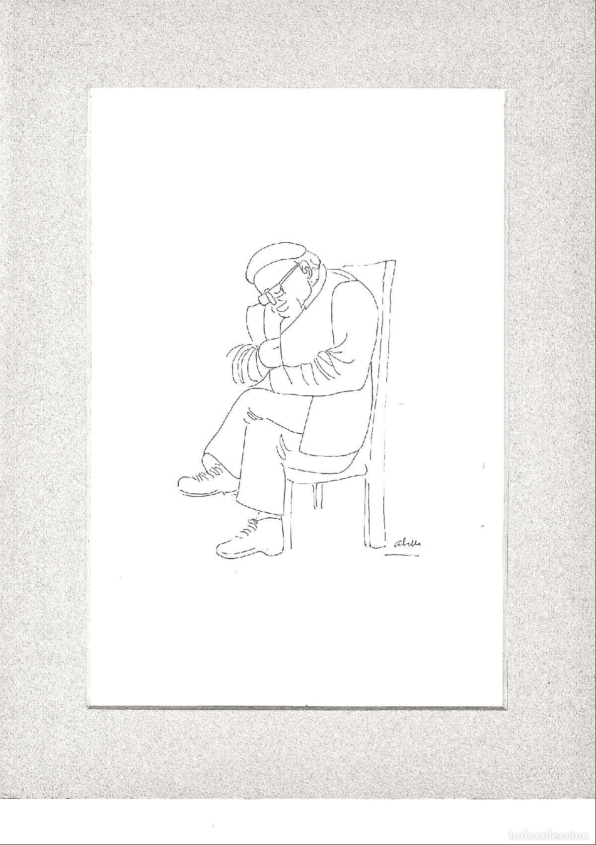 Arte: Juan Jose Abella - Hombre sentado reflexivo - 30x22 - Dibujo