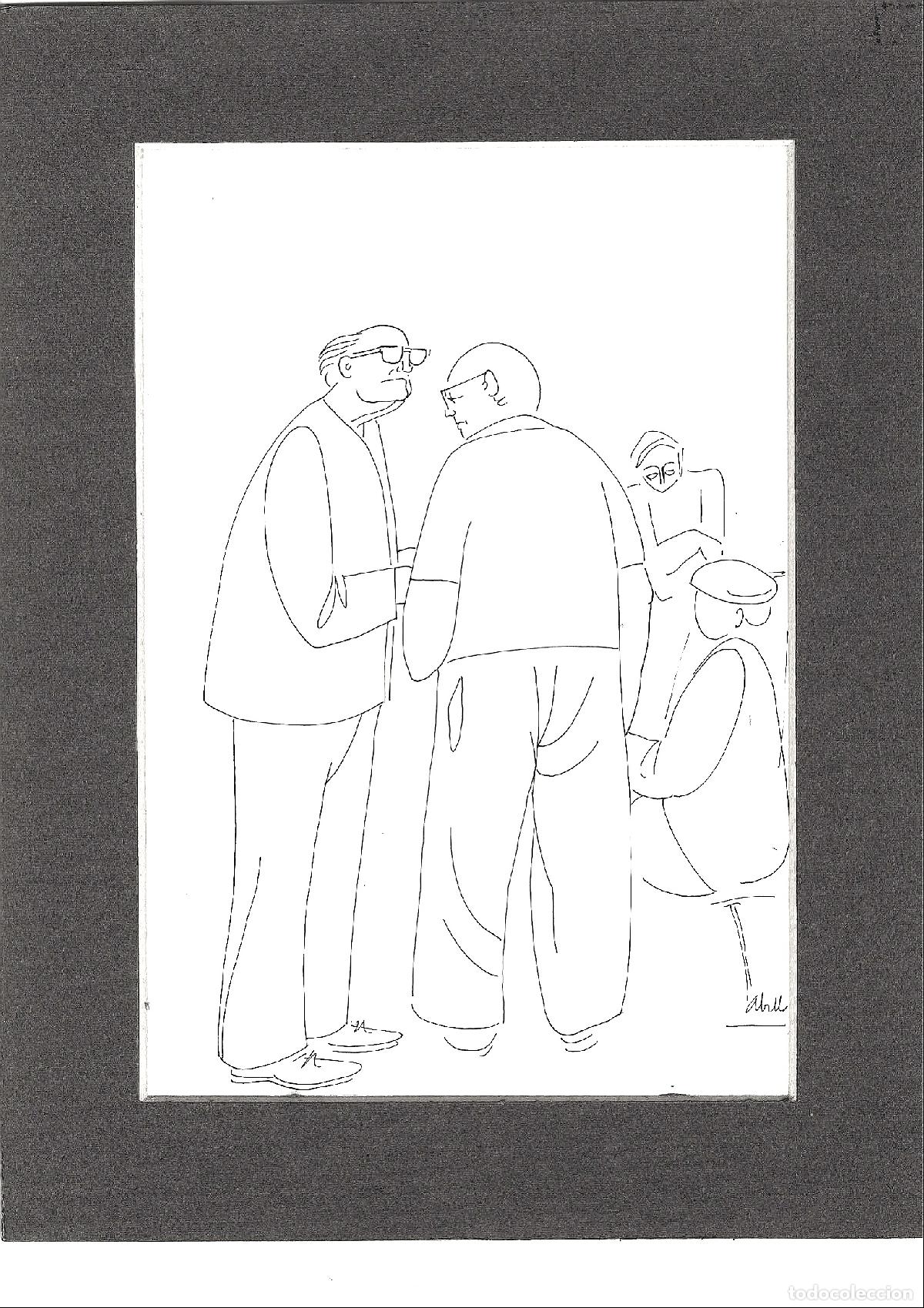 Arte: Juan Jose Abella - Encuentro casual entre amigos - 30x22 - Dibujo