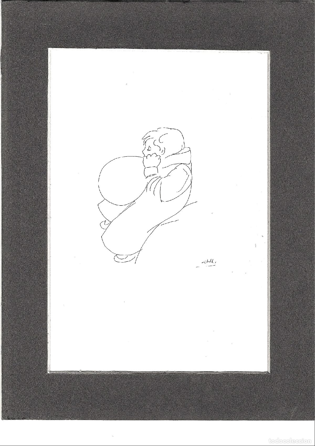 Arte: Juan Jose Abella - Hombre en abrigo grueso - 30x22 - Dibujo