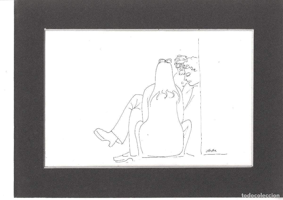 Arte: Juan Jose Abella - Pareja Sentada en Silueta - 30x22 - Dibujo