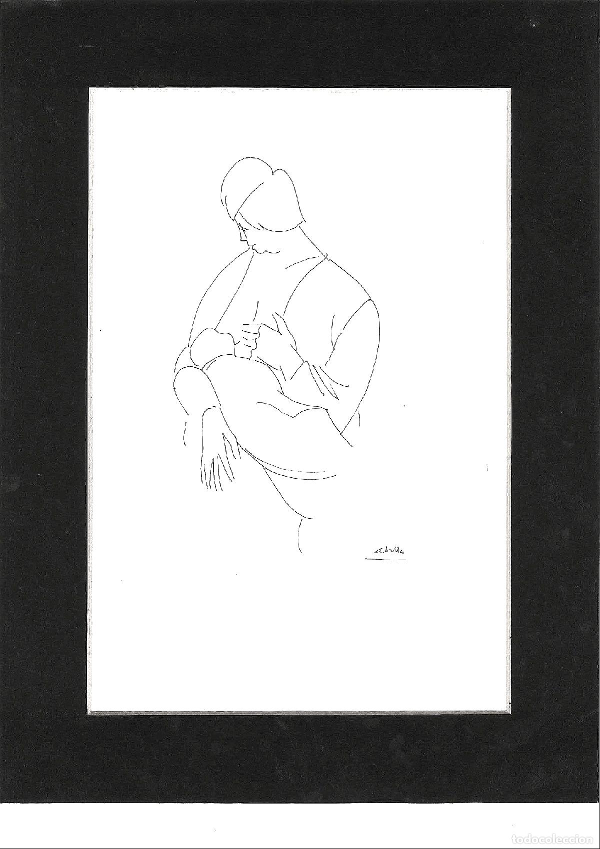 Arte: Juan Jose Abella - Madre con hijo - 30x22 - Dibujo