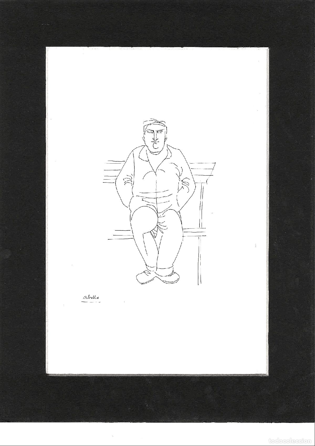 Arte: Juan Jose Abella - Hombre sentado en banco - 30x22 - Dibujo