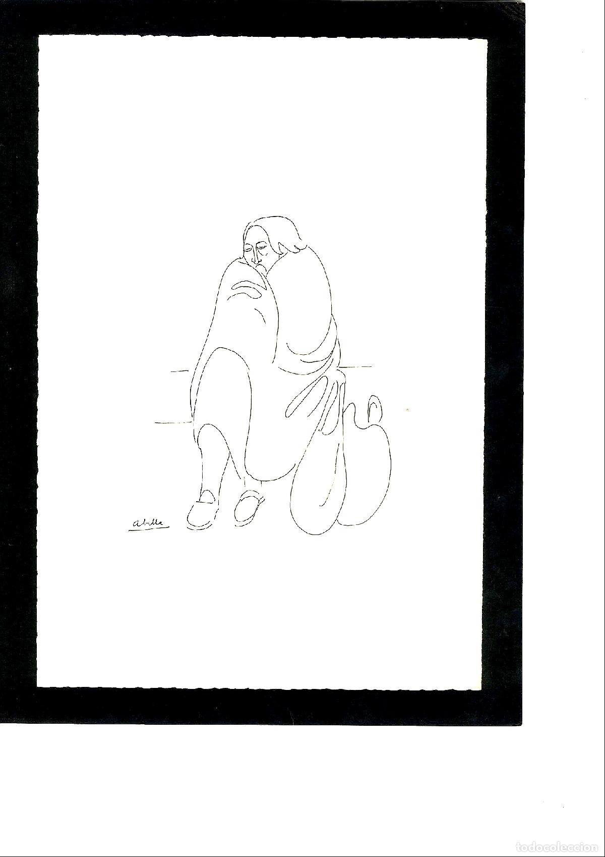 Kunst: Abella - Abrazo entre dos figuras - 32x22 - Dibujo