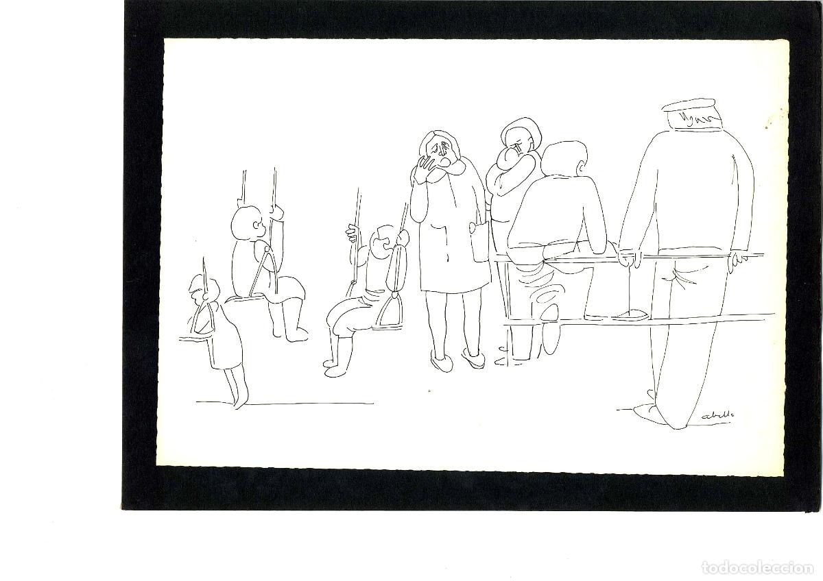 Arte: Abella - Gente en un columpio - 32x22 - Dibujo