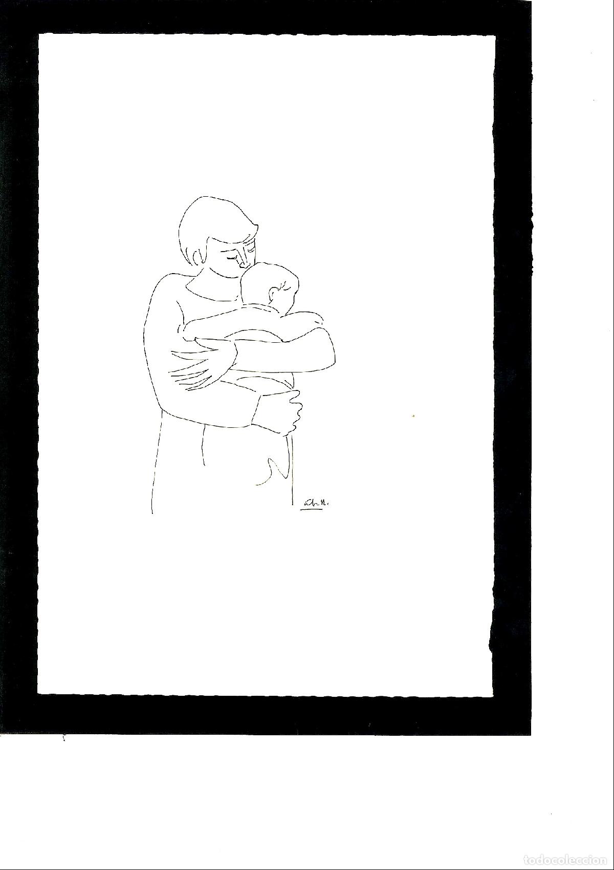 Arte: Abella - Madre con hijo - 32x22 - Dibujo