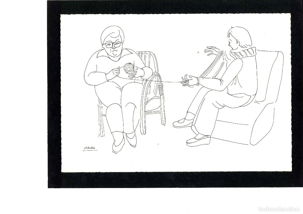Arte: Abella - Dos personas conversando - 32x22 - Dibujo