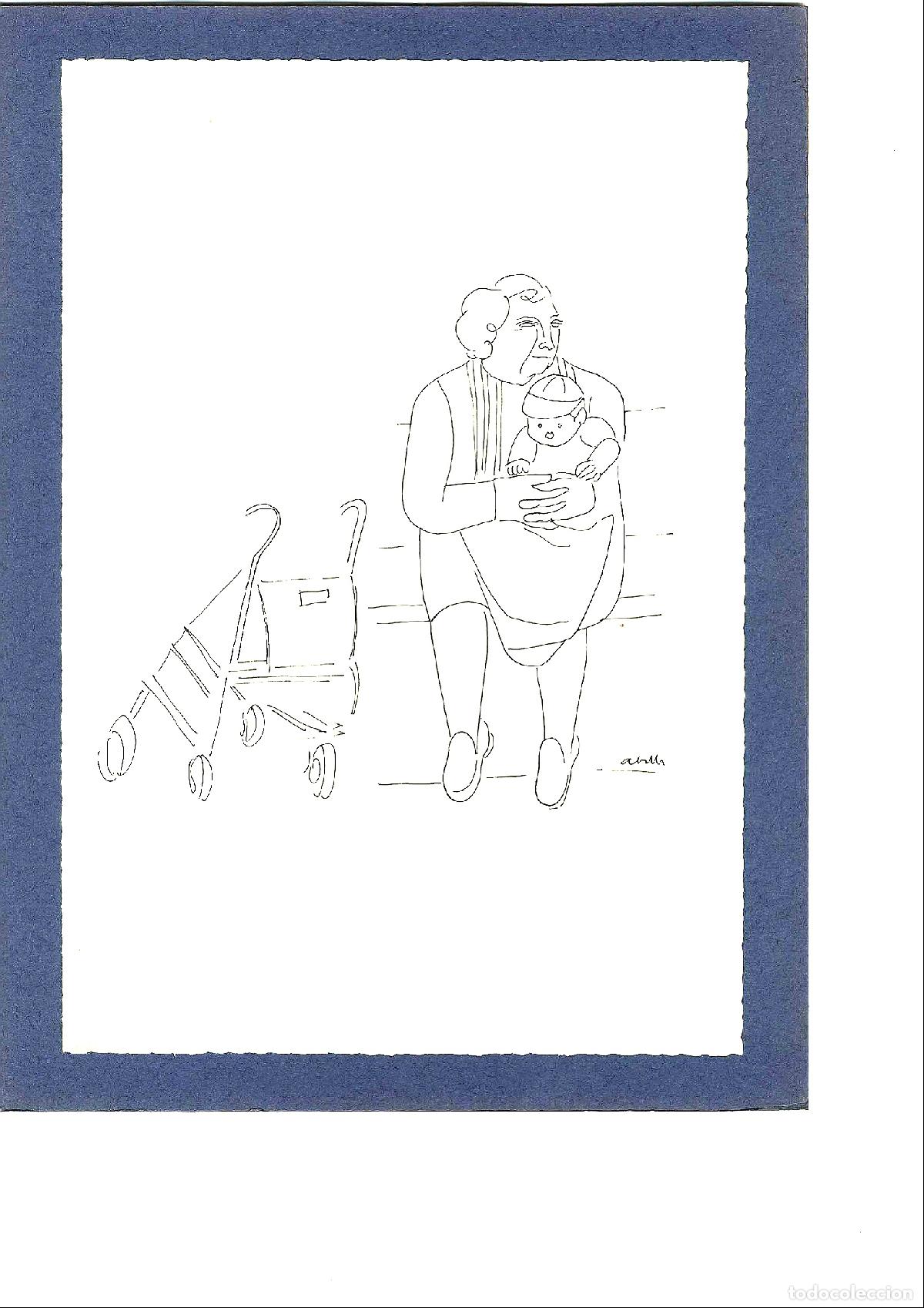 Arte: Abella - Padre con beb&eacute; - 32x22 - Dibujo