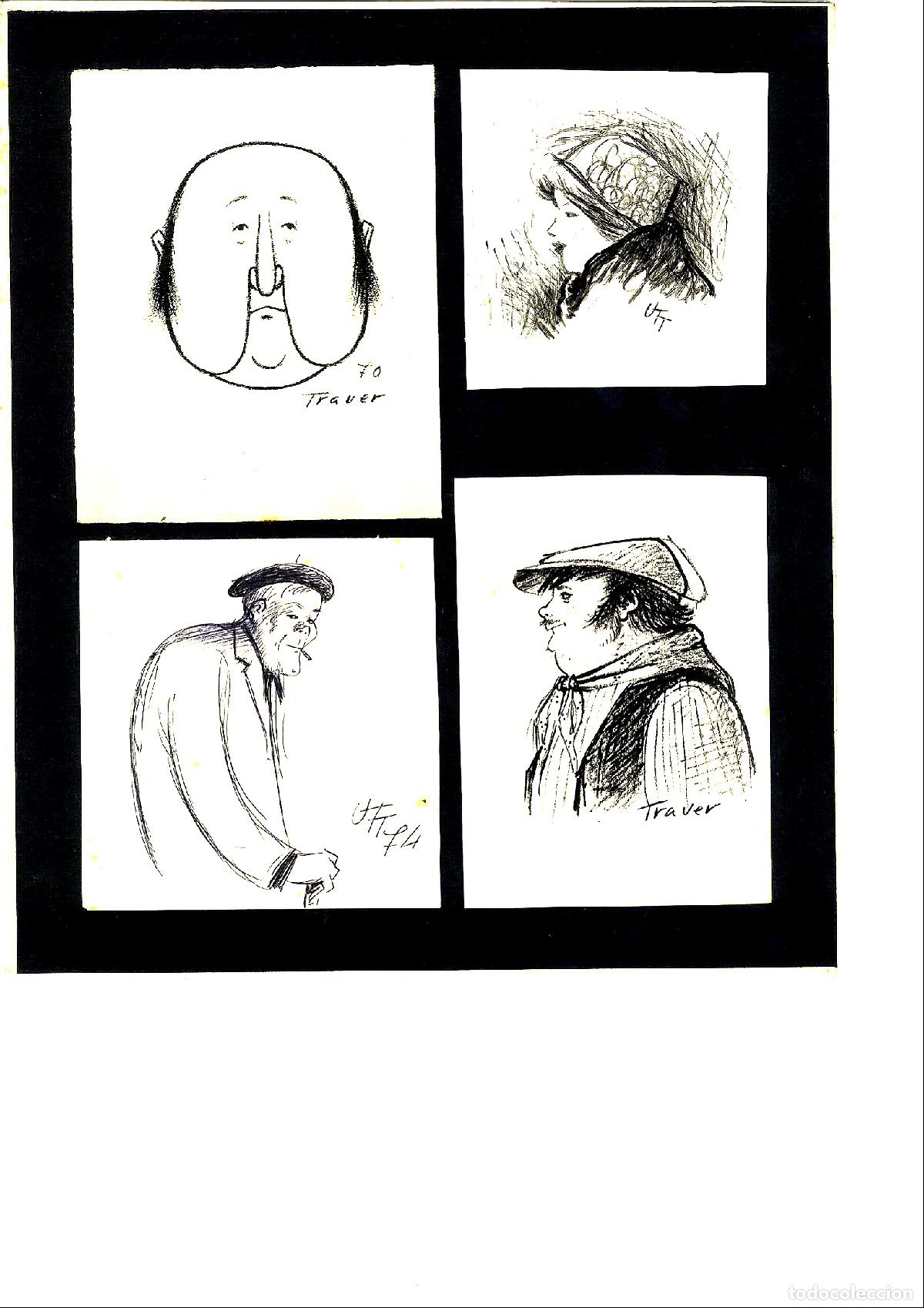 Arte: Ulises Traver - Cuatro retratos de hombre - 32x22 - Dibujo