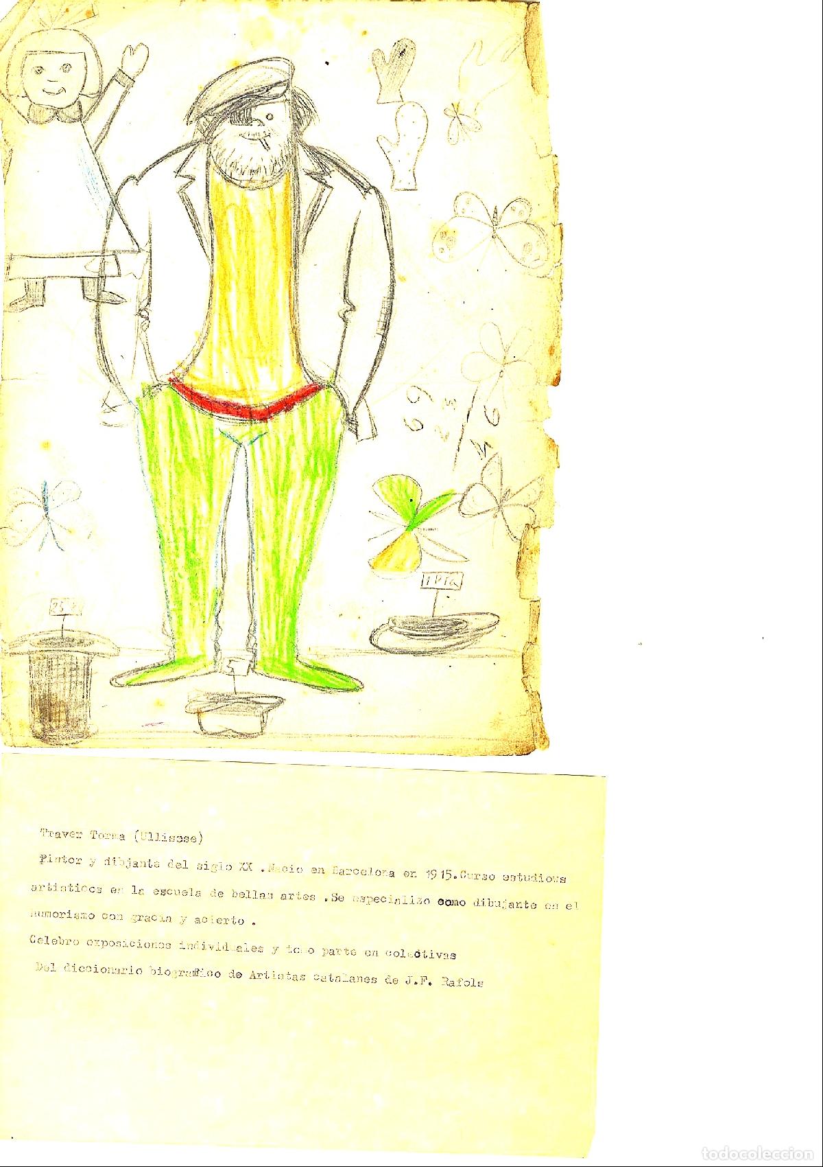 Arte: Ulises Traver - Figura masculina con ni&ntilde;o - 32x22 - Dibujo