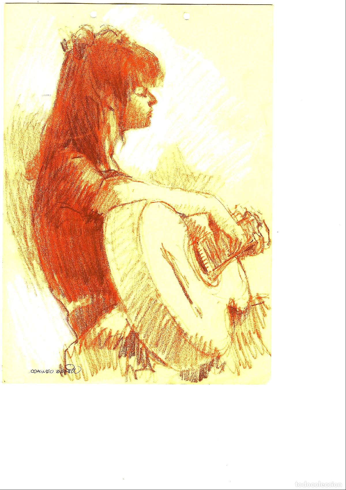 Arte: Domingo Benito - M&uacute;sico con guitarra - 32x22 - Dibujo