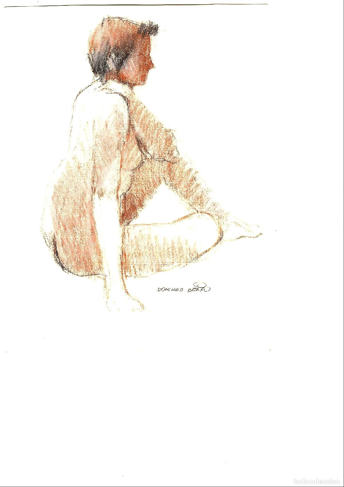 Arte: Domingo Benito - Figura sentada desnuda - 32x22 - Dibujo