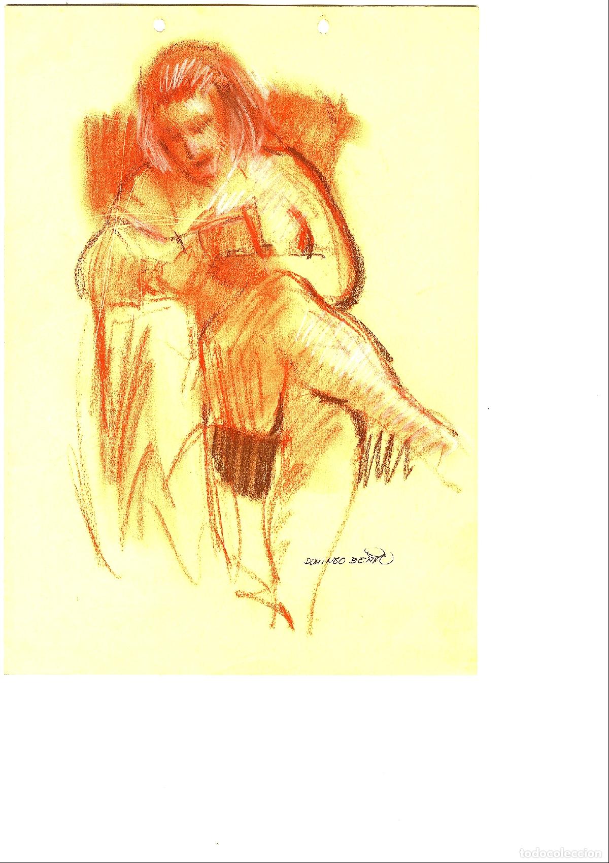 Arte: Domingo Benito - Mujer sentada en reposo - 32x22 - Dibujo
