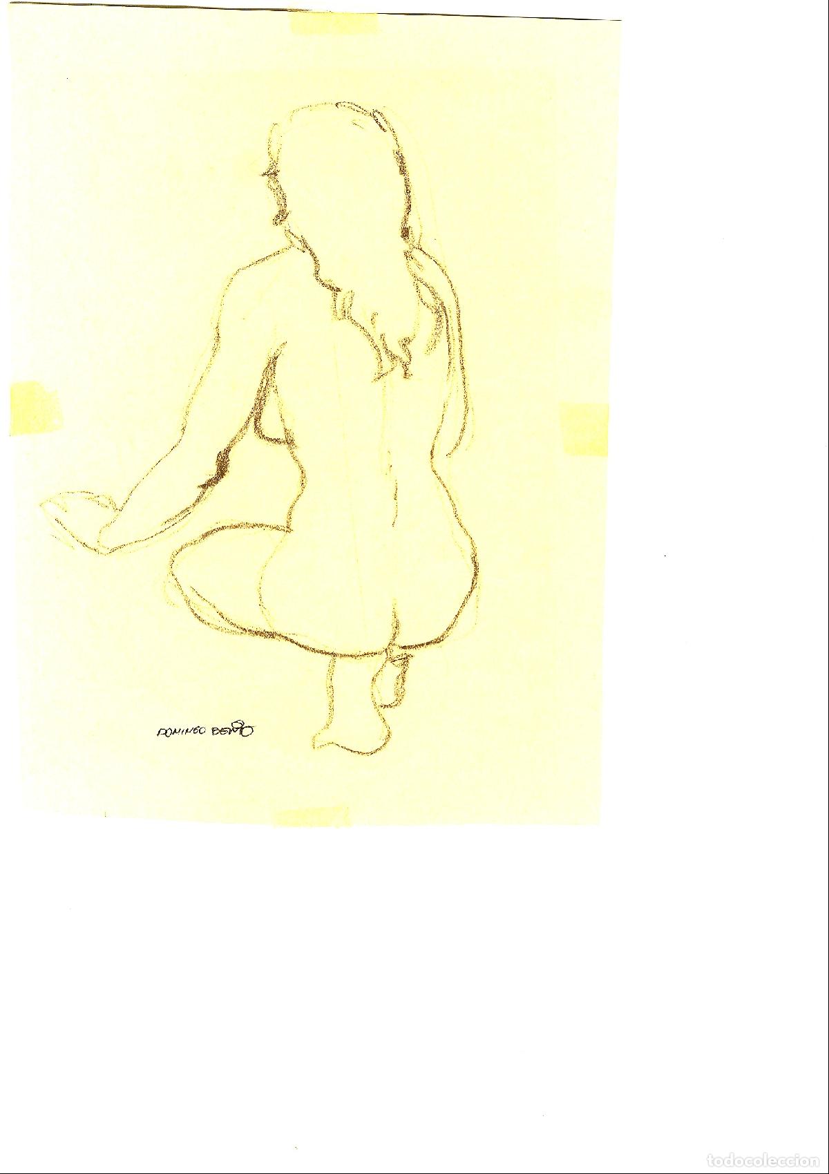 Arte: Domingo Benito - Figura femenina sentada - 32x22 - Dibujo