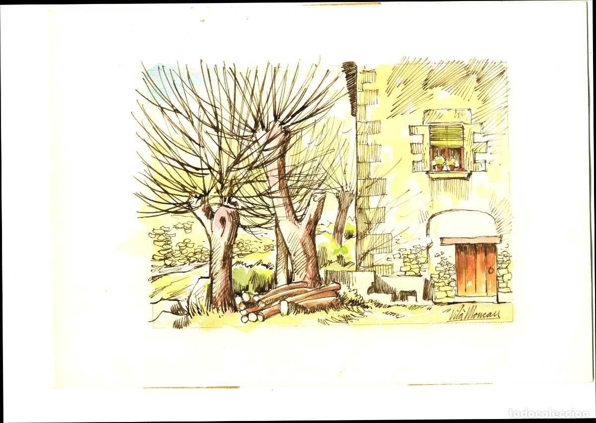 Kunst: Joan Vil&agrave; Moncau - Casa con &aacute;rboles desnudos - 32x22 - Dibujo