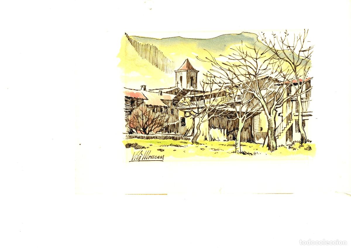 Arte: Joan Vil&agrave; Moncau - Villa en la monta&ntilde;a - 32x22 - Dibujo