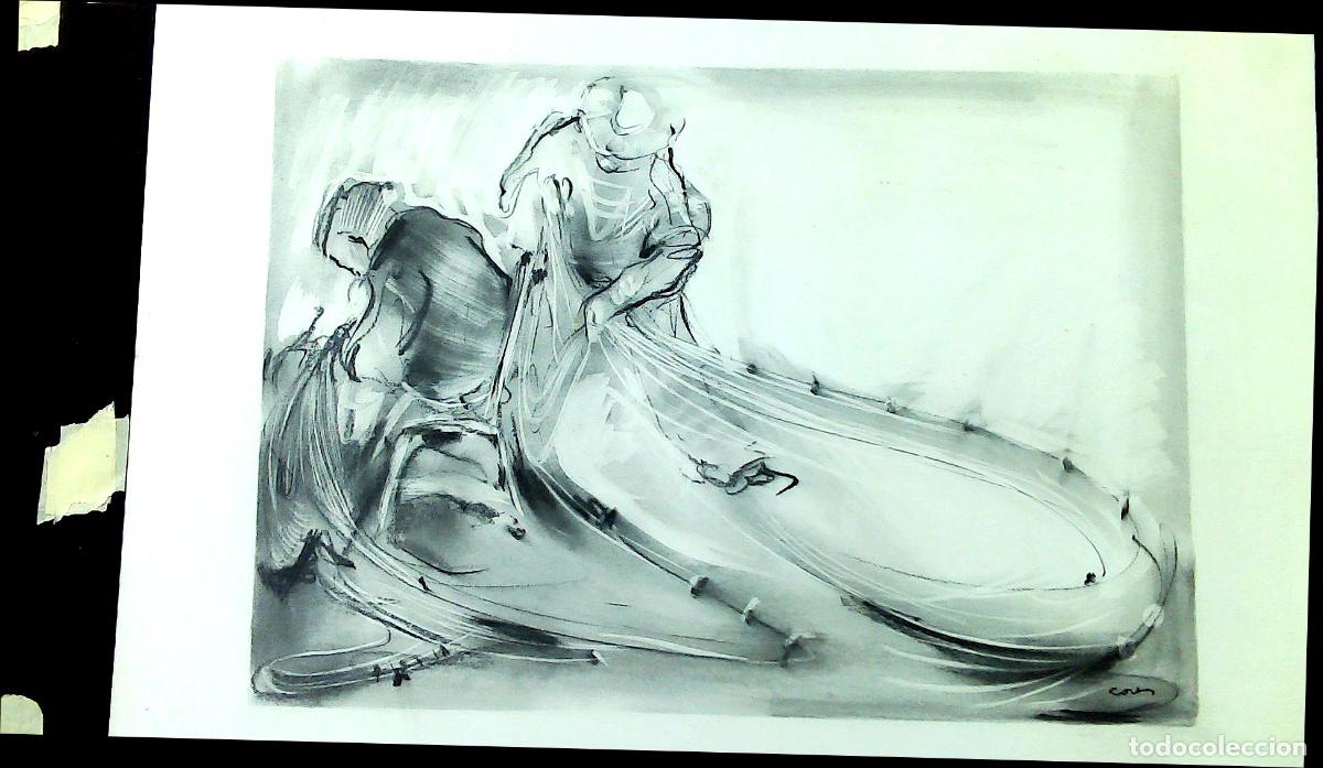 Kunst: Ilegible - Mujer con largo vestido - 65x50 - Dibujo