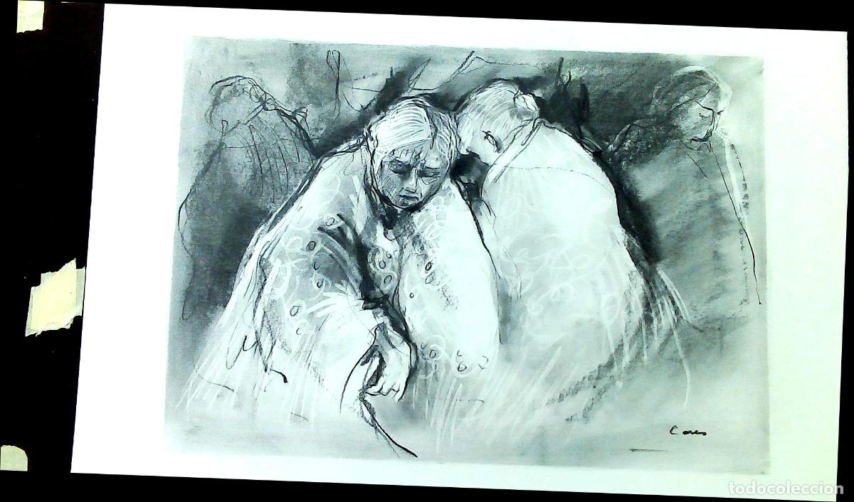 Kunst: Ilegible - Mujer con capa oscura - 65x50 - Dibujo