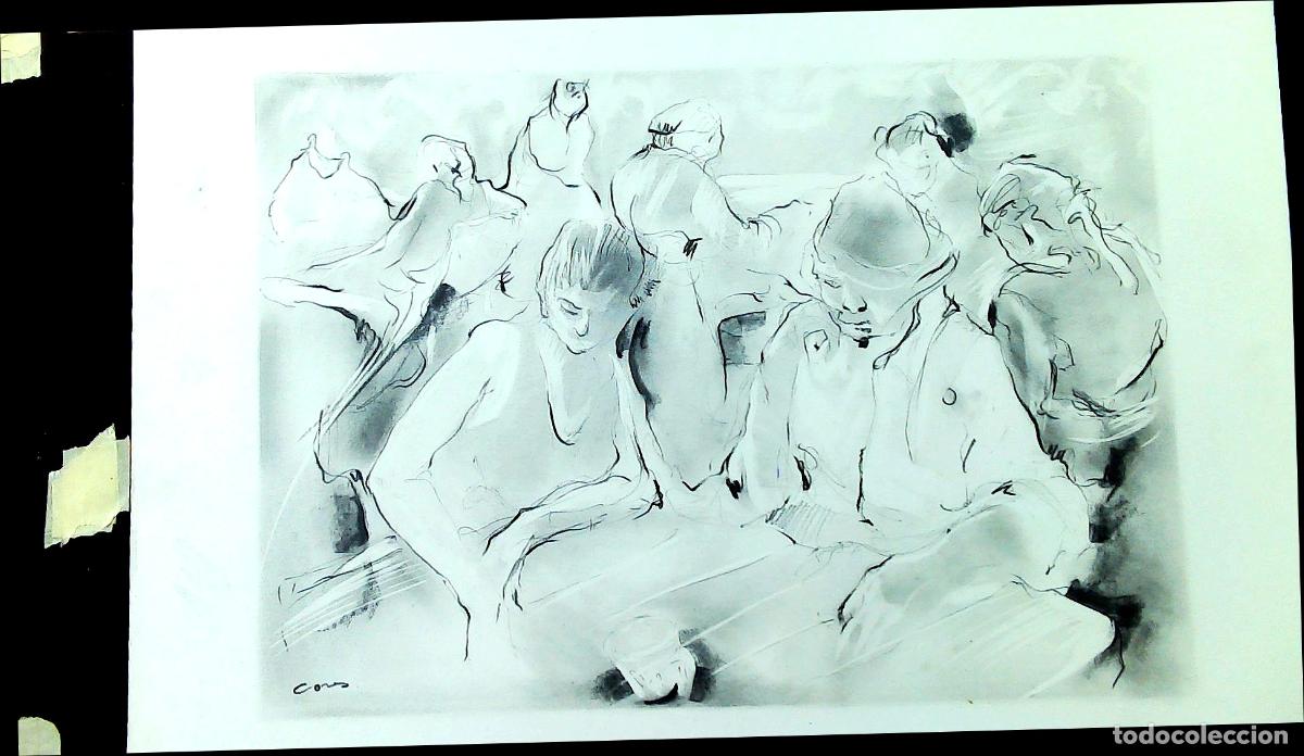 Kunst: Ilegible - Grupo de figuras sentadas - 65x50 - Dibujo
