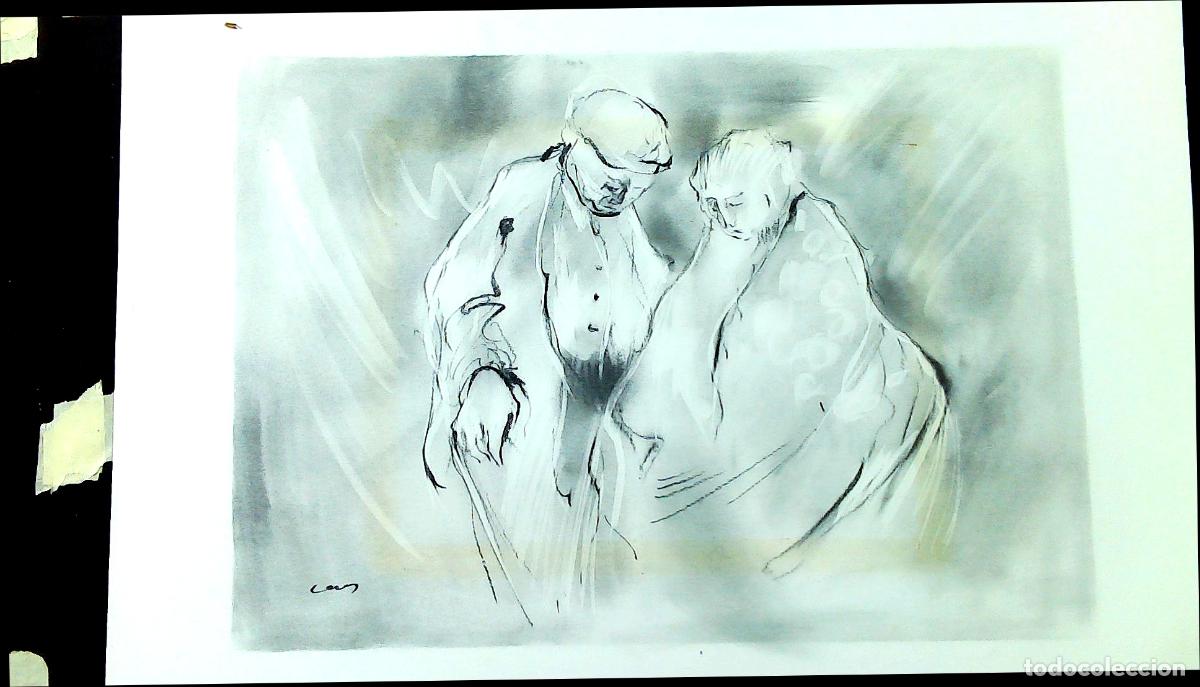 Kunst: Ilegible - Dos figuras caminando - 65x50 - Dibujo