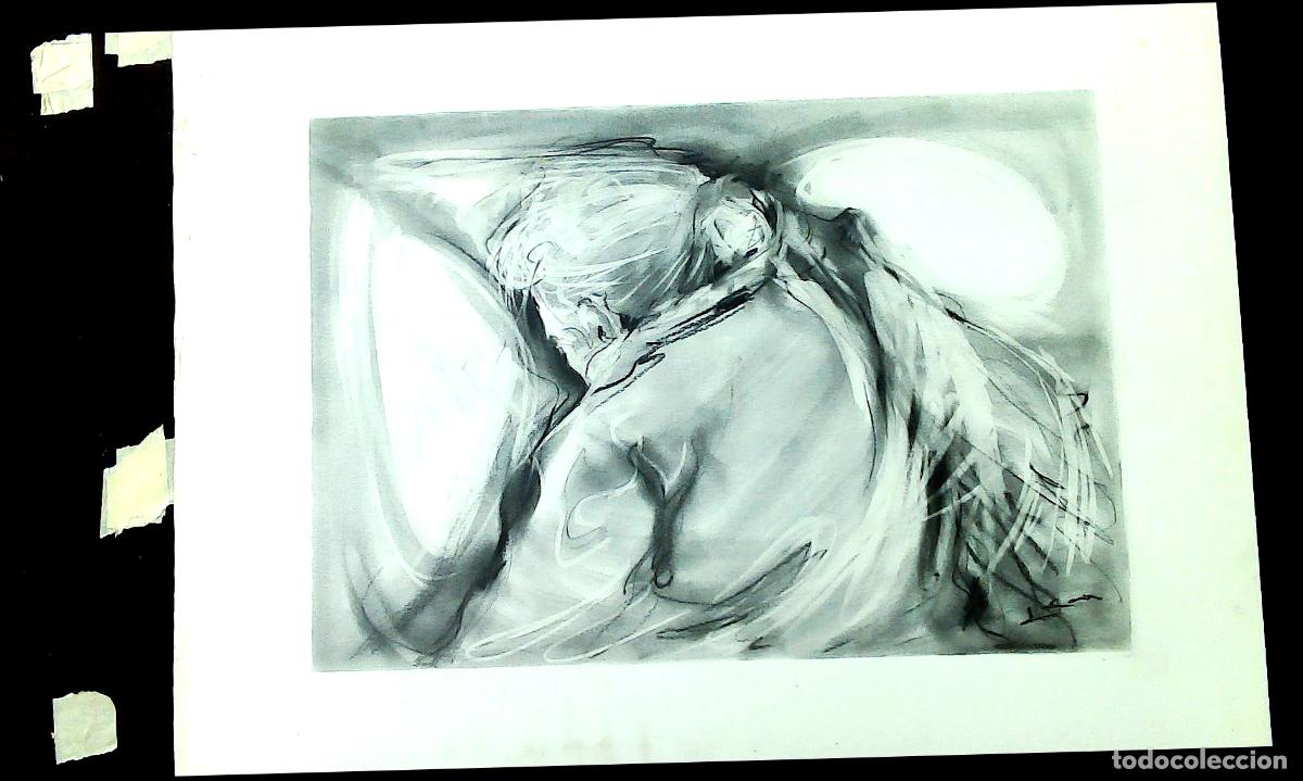 Arte: Ilegible - Abrazo bajo la luna - 65x50 - Dibujo