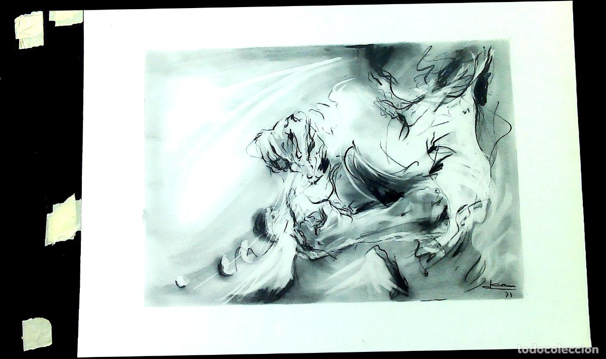 Arte: Ilegible - Figura en movimiento abstracto - 65x50 - Dibujo