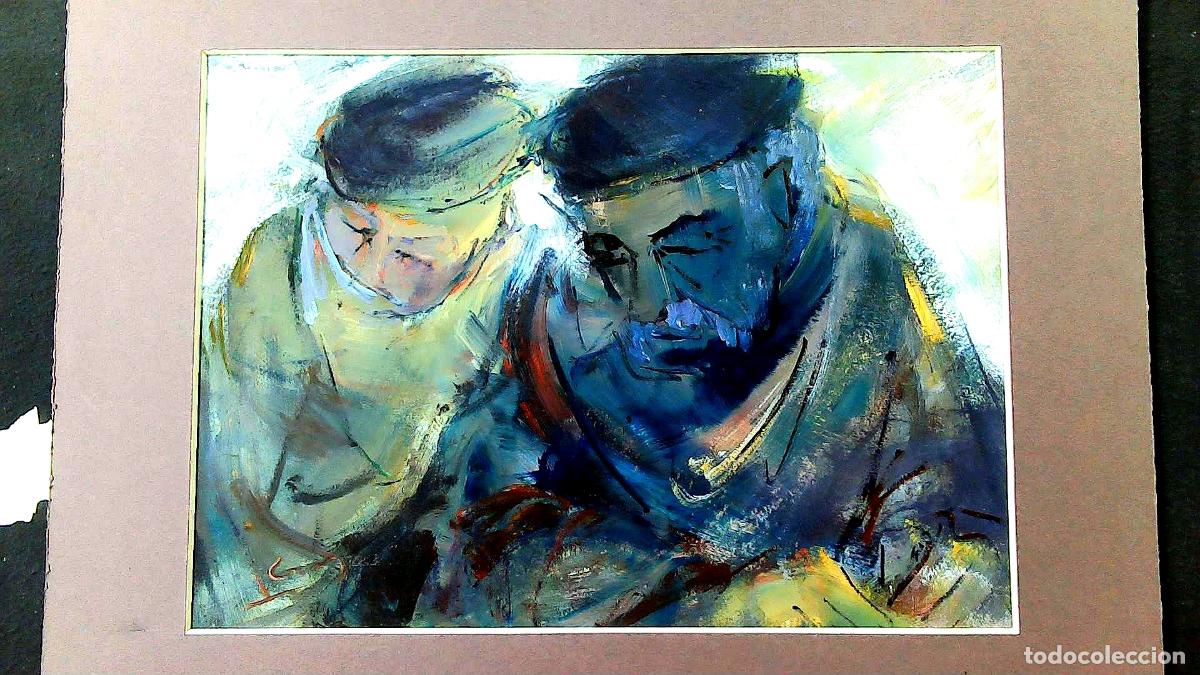 Arte: Ilegible - Dos figuras en estudio - 65x50 - Dibujo