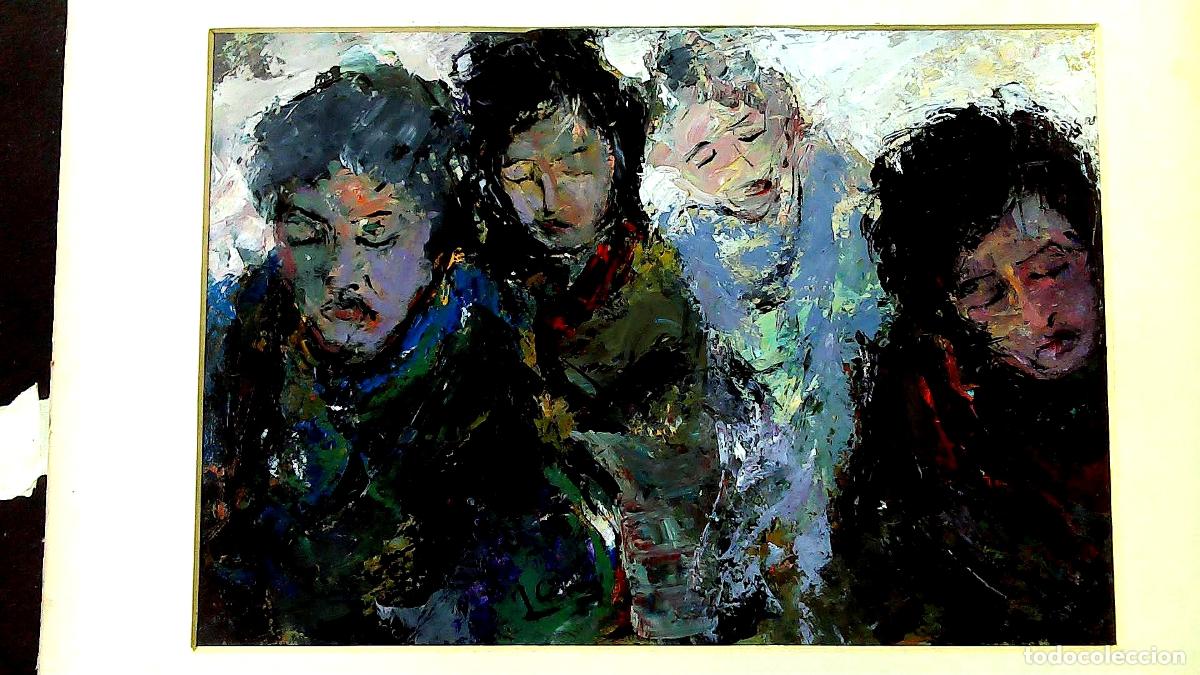 Arte: Ilegible - Cuatro rostros en penumbra - 65x50 - Dibujo