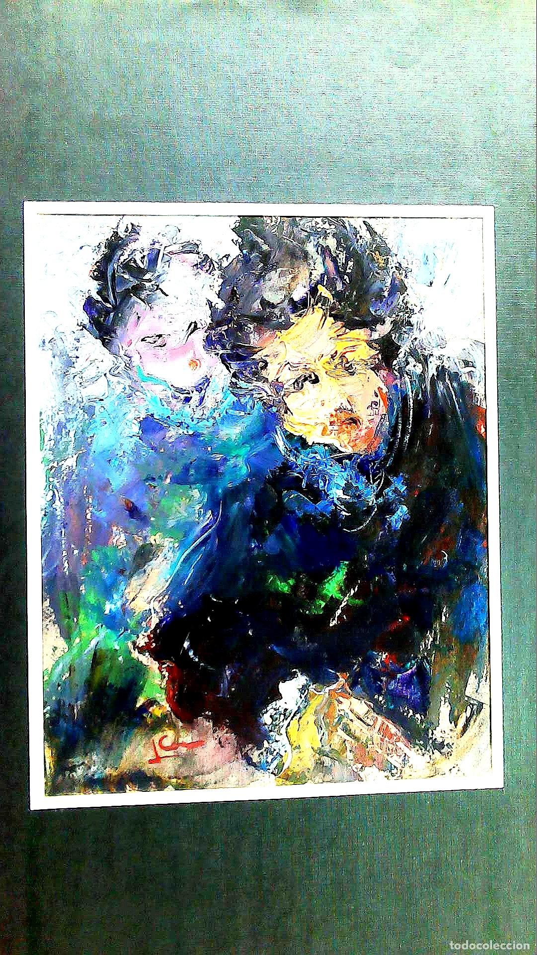 Arte: Ilegible - Dos Rostros en Azul - 65x50 - Dibujo