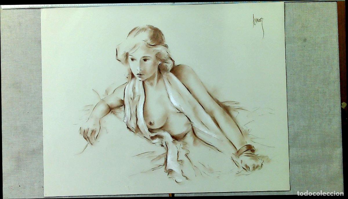 Arte: Ilegible - Mujer desnuda reclinada - 65x50 - Dibujo