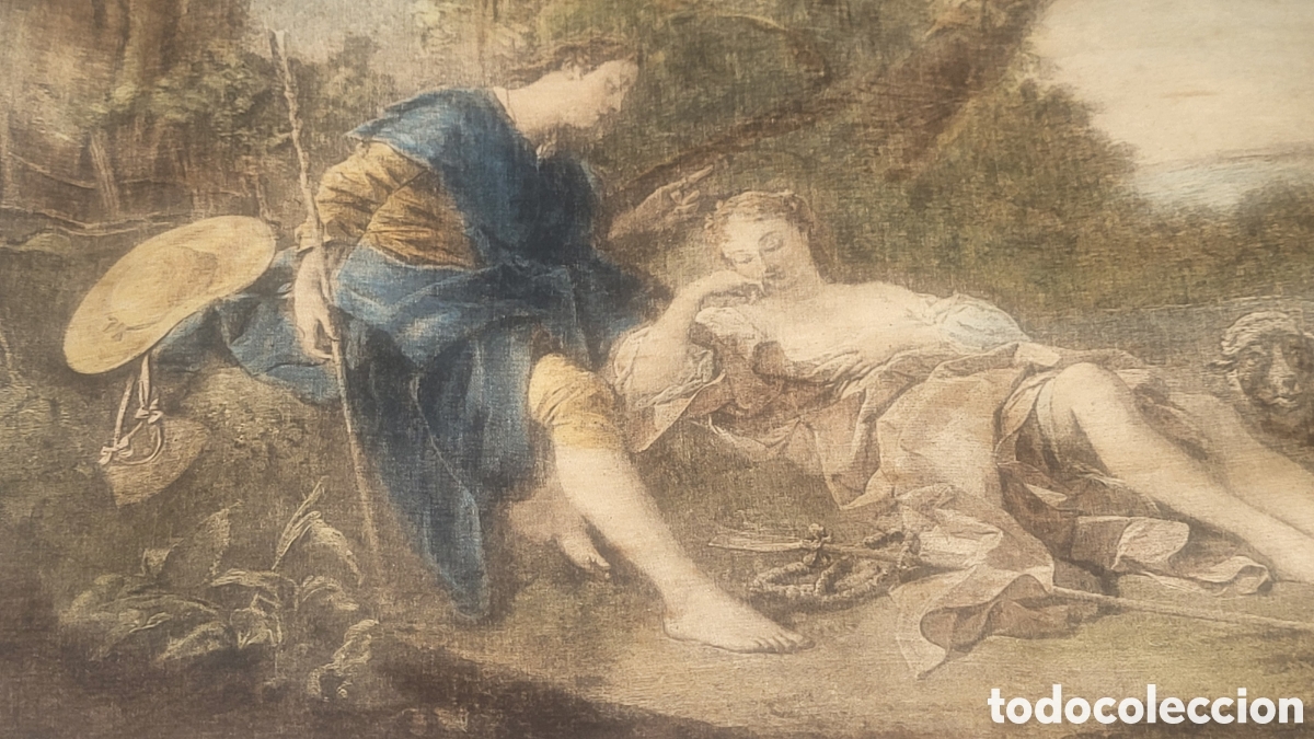 Arte: ANTIGUA PINTURA SOBRE SEDA OBRA DE FRAN&Ccedil;OIS BOUCHER SIGLO XVIII