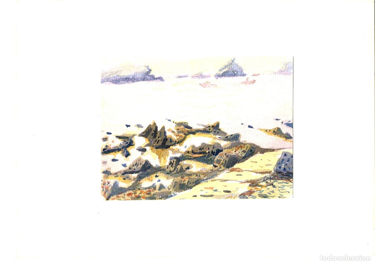 Arte: Ilegible - Rocas en la costa - 35x25 - Acuarela