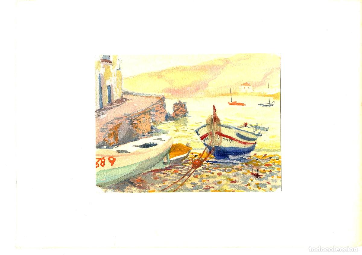 Art: Ilegible - Barcos en la orilla - 35x25 - Acuarela