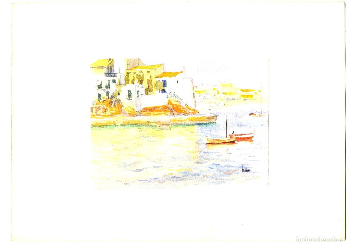 Art: Ilegible - Puerto de pueblo costero - 35x25 - Acuarela