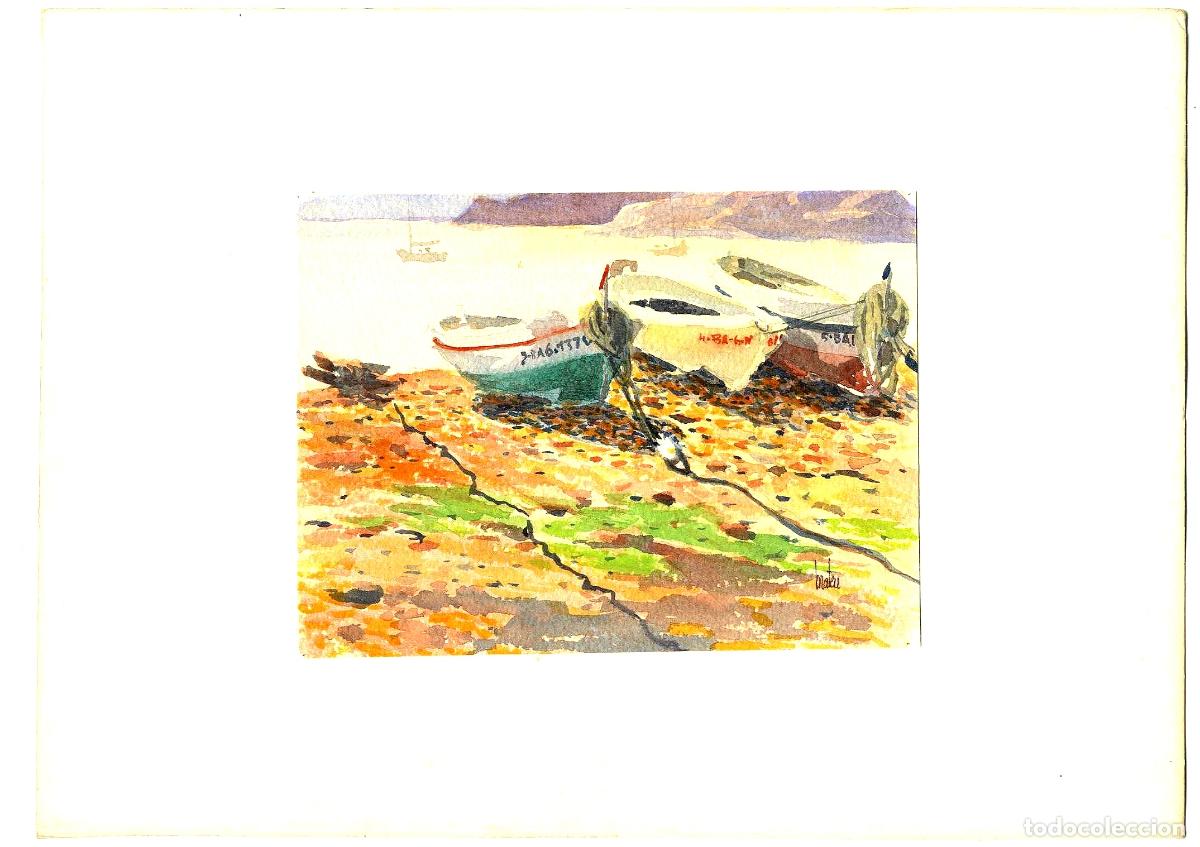 Kunst: Ilegible - Barcos en la orilla - 35x25 - Acuarela