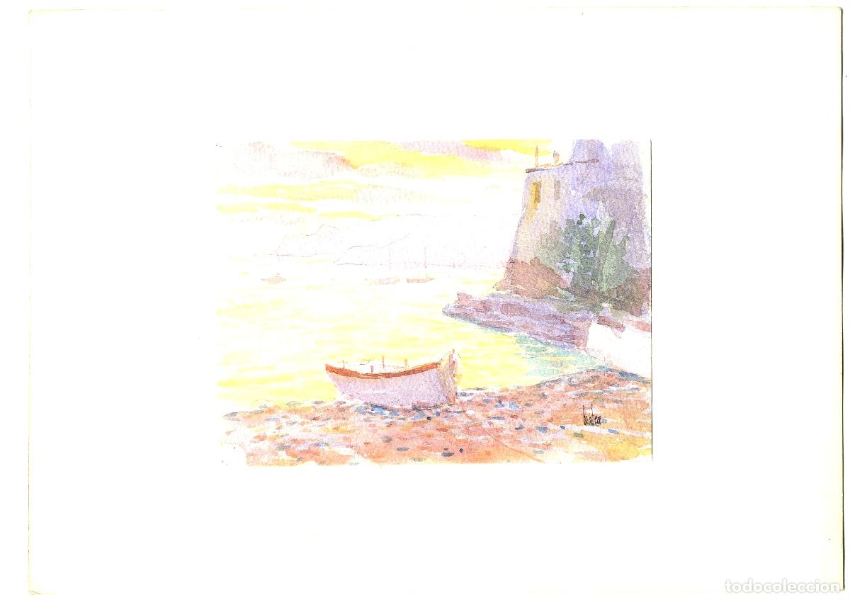 Art: Ilegible - Barca en la costa - 35x25 - Acuarela